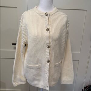 H&M Cream Chunky Knit Cardigan | Button Front | Size M